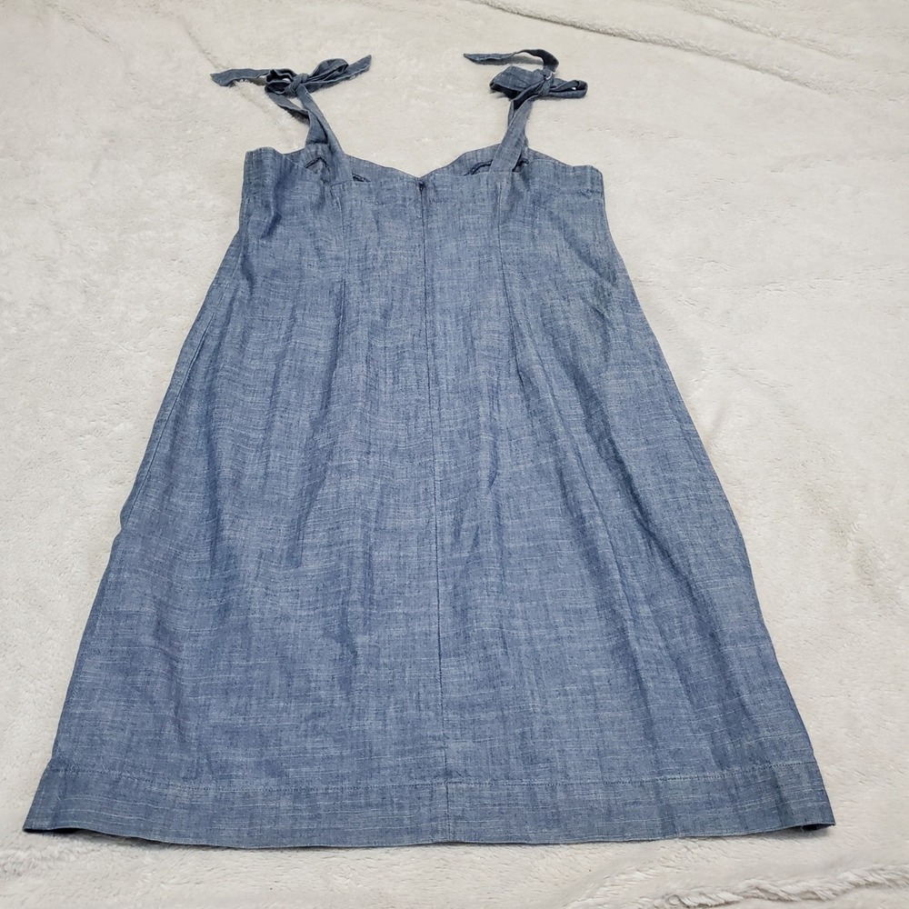 J. Crew Blue Cotton Shoulder Tied Casual Dress Small Boho  Country Capsule Basic - Picture 4 of 8
